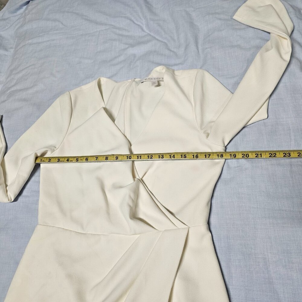 Black Halo Carie Faux Wrap Mini Dress Women Size 10 Ivory - Picture 10 of 14